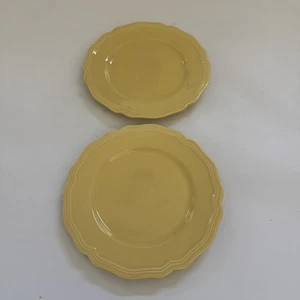 Vintage Williams Sonoma Salatteller Set 2 gewellter Rand gelb Made in Portugal - Bild 1 von 9
