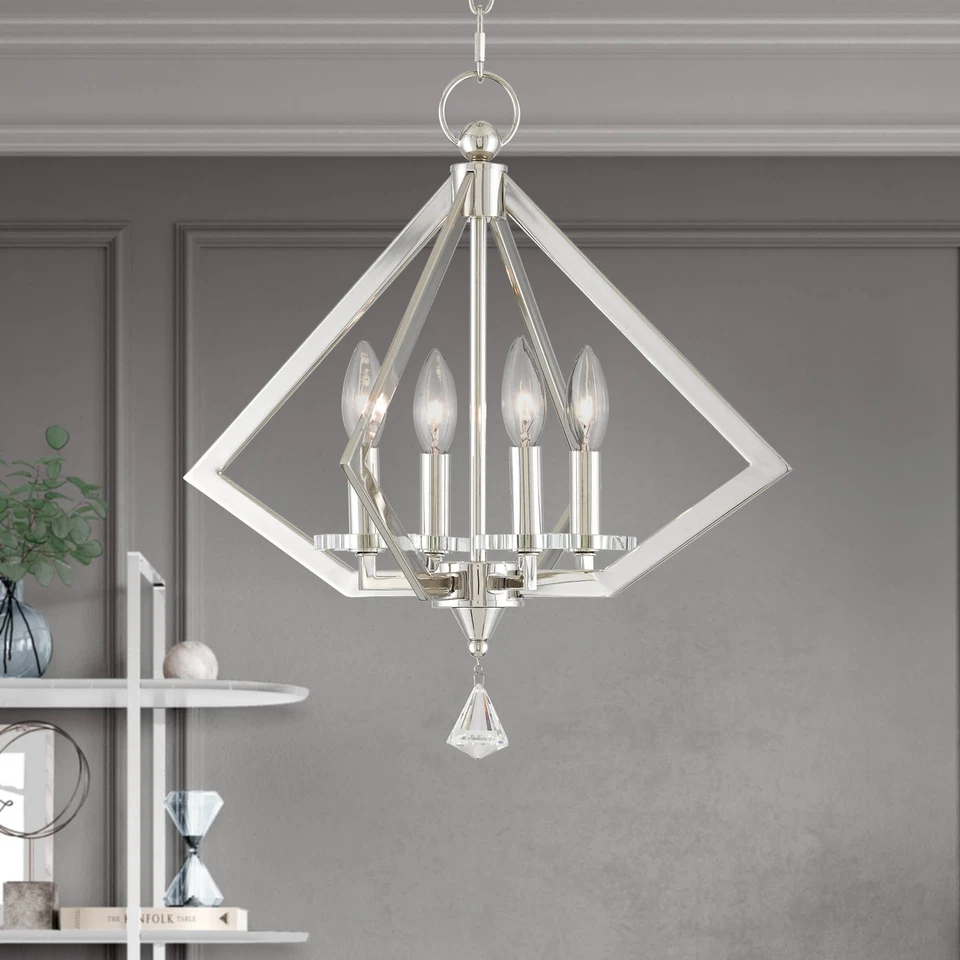 Mini araña de níquel pulido con 4 luces Foto 1 de 1