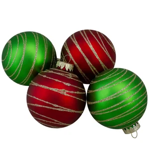 3,25 Zoll (80 mm) Weihnachtskugel Ornamente Glas rot und grün matt (4er Pack) - Bild 1 von 12