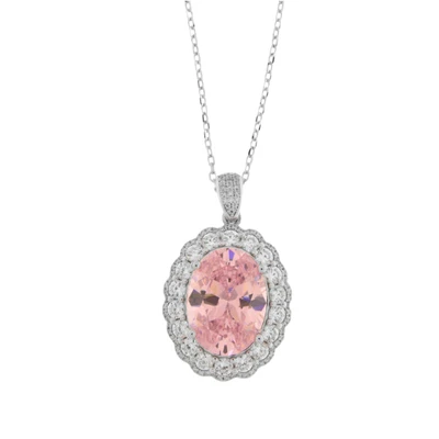 Collana in Argento 925 con zircone rosa - Immagine 1 di 2
