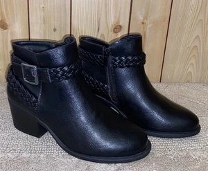 Luoika Mujer Botines Negros, Tacón Grueso Cremallera Lateral Extra Ancho Talla 8 - Imagen 1 de 9