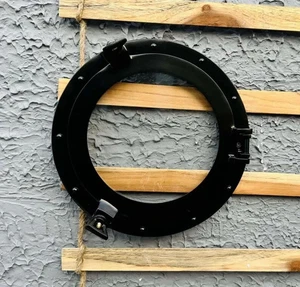 Nautical Aluminium Porthole With Transparent Glass Black Antique Finish Wall dec - Picture 1 of 12