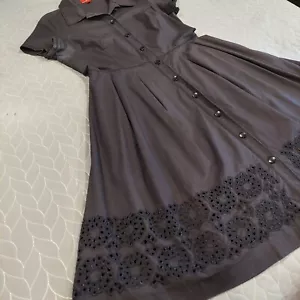 OSCAR An Oscar De La Renta Company Black Eyelet Shirtdress Womens 10 - Picture 1 of 24