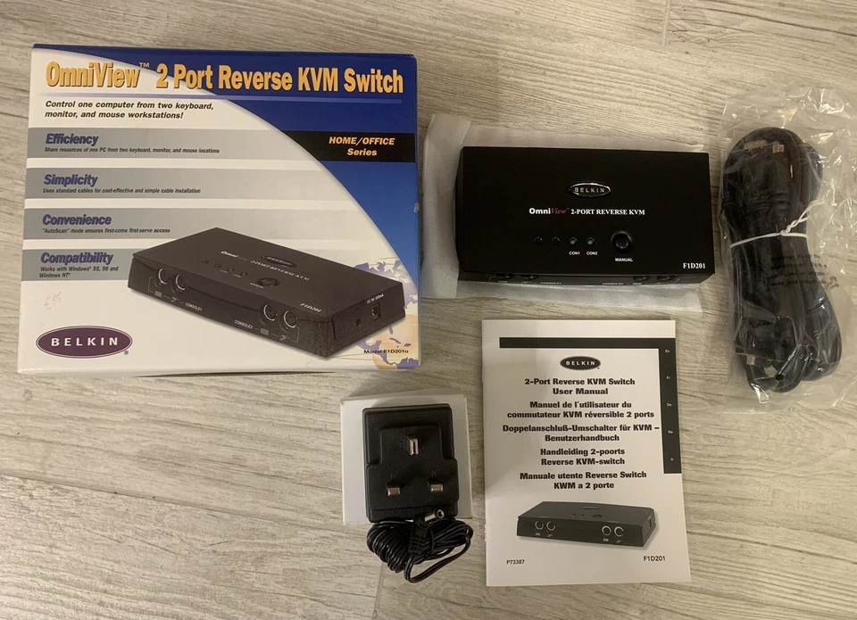 Belkin OmniView 2 Port Reverse KVM Switch NEW - Image 1 of 4