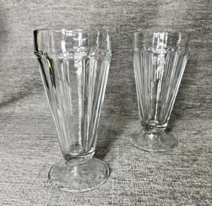 Vintage Soda Fountain Sundae Glasses Set Of 2 Milk Shake Basket Weave Pedestal - Picture 1 of 18