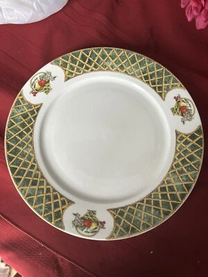 American Atelier LATTICE FRUIT Basket 5031 Porcelain Round Platter 12 1/4” - Imagem 1 de 2