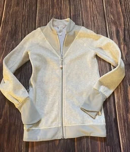 IVIVVA By Lululemon Sweater Jacket Girls 8 Full Zip Thumbholes Ivory Gray - Picture 1 of 8