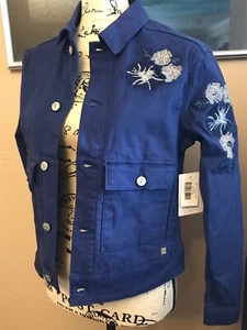 Chaqueta de Jean Azul LuLaRoe Kenny XS Flores Bordadas Elástica Denim ¡NUEVA CON ETIQUETAS! - Imagen 1 de 8