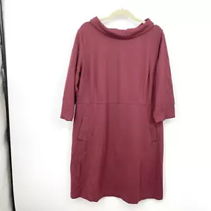 Talbots Women Size 18 Dress Maroon Red Cowl Neck 3/4 Sleeve Ponte Stretch - Picture 1 of 8