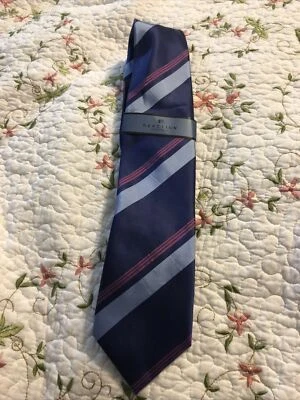 Nuevo Kenneth Cole Reaction Para Hombres Escoba Púrpura Azul Rayas Seda Cuello Vestido Corbata Foto 1 de 4