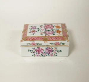 Antique Chinese Famille Rose Porcelain Trinket Box - QING export early 20th rare - Picture 1 of 24