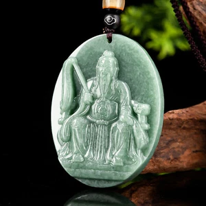 Natural Grade A Jade Jadeite Lucky Gift Men Women People Oval Pendant - Picture 1 of 7