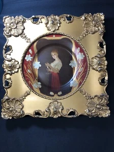 Antique Metal Plate Vienna Art Plates pat Feb 21st 1905 Woman Holding Candle - Picture 1 of 24