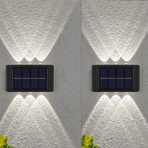 2PCS 6LED Solar Powered Wall Light UP Down Outdoor Patio Sensor Lamp Home Decor - Picture 1 of 9