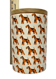 Bote con tapa para golosinas para perros Aimee Wilder Anthropologie 11" H cerámica naranja marrón - Imagen 1 de 12