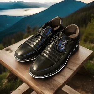 GATSBY Oxford Derby scarpe comfort da uomo in pelle nere taglia 13 (LOTTO-A36) (Nuove) - Foto 1 di 9