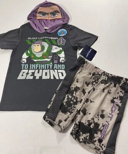 BOY’S DISNEY BUZZ LIGHTYEAR “TO INFINITY AND BEYOND” 2-PIECE HOODIE SHORT SET - Picture 1 of 4