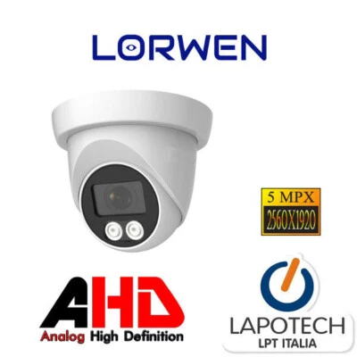 Lorwen AHD telecamera dome DL12AN58N 5 MPX 8 Analogica XVR DVR cvbs cvi TVI - Immagine 1 di 4