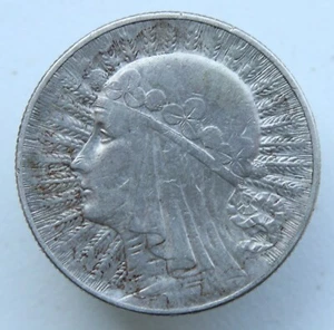 Polonia Polska 1933 5 Zlotys Złotych Plata Reina Jadwiga - Imagen 1 de 2