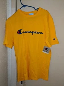 Champion Men's Heritage Short Sleeve T-Shirt: Yellow/Blue - GT19-Y08254-BYC MED - Picture 1 of 5
