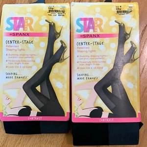 Star Power by SPANX Shaping Center Stage Contrast Tights bdbgr 2224 E Set of 2 - Picture 1 of 6