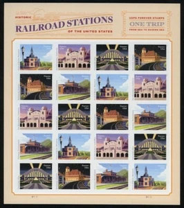 NDC 2023 HISTORIC RAILROAD STATIONS #5762c MINT IMPERF PANE, NO DIE CUTS, VF - Picture 1 of 1