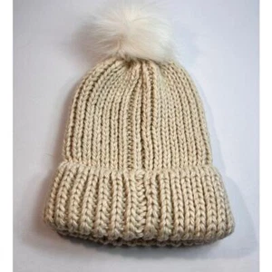Hat Attack Ivory Bryce Knit Beanie with Detachable Faux Fur PomPom (Revolve) - Picture 1 of 6