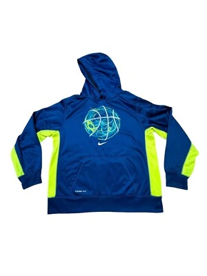 Nike Therma-Fit Boy's Basketball Sweatshirt 100% Polyester, Size XL Blue+Yellow - Image 1 of 4