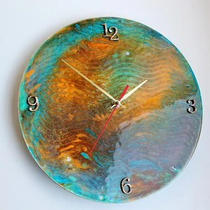 Reloj de pared de resina artístico, pintura abstracta de resina epoxi, 30 cm/12 pulgadas (aprox). - Imagen 1 de 8