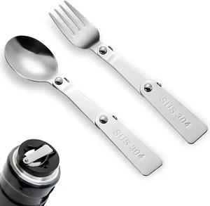 2 piezas cuchara y tenedor de repuesto para termo, cuchara plegable de acero inoxidable - Imagen 1 de 6