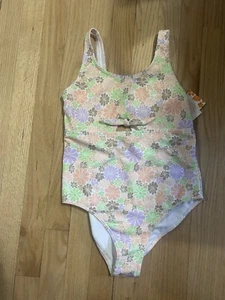 ROXY Youth 14 Peach Floral All About Sol GIRL One Piece Swim Surf Beach New - Picture 1 of 4