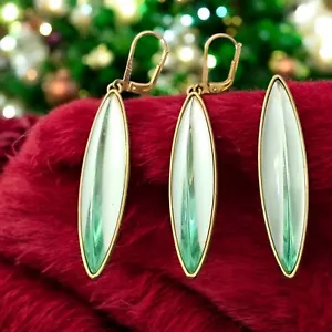 LALIQUE Eclat Collana Esaltatore Orecchini Pendenti Cristallo Francese Verde - Foto 1 di 13