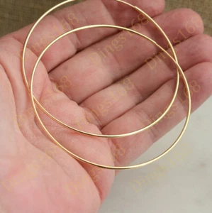 Classic Solid 18K Yellow Gold Filled 60mm/2.36" Endless Thin Large Hoop Earrings - Picture 1 of 2