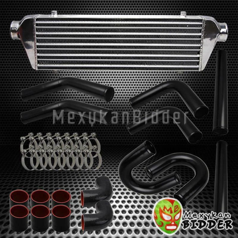 KIT INTERCOOLER TUBOS FMIC U ALUMINIO NEGRO 8 PIEZAS PARA HONDA/ACURA/TOYOTA Foto 1 de 1