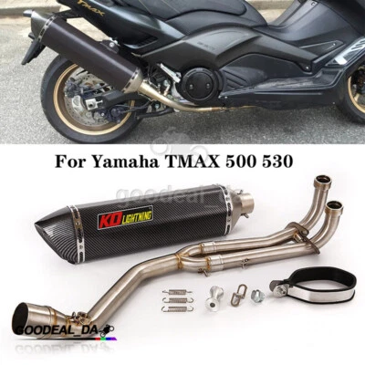 Para Yamaha TMAX 530 500 Sistema de escape completo Cabezal Tubo 51mm Silenciadores Tubo 570mm Foto 1 de 4
