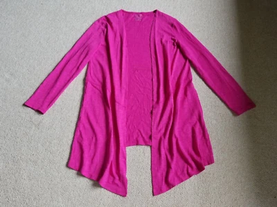 Womens Sweater-CHICO'S-pink knit open cardigan "The Ultimate Tee" ls-0P (4P/6P) - Image 1 of 4