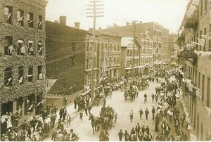 1906 State Street Scene Postkarte Meriden CT Public Library Pferdekutsche 2006 - Bild 1 von 2