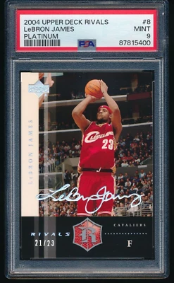 2004 Upper Deck Rivals Platinum #8 Lebron James Cleveland /23 PSA 9 MINT *POP 1* - Image 1 of 2