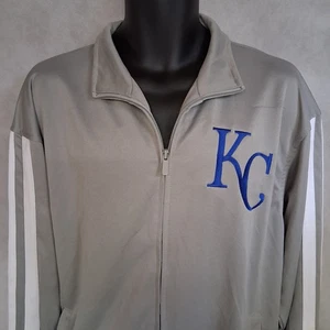 Giacca Dynasty MLB Kansas City Royals grande grigia, strappo sulla spalla - Foto 1 di 6