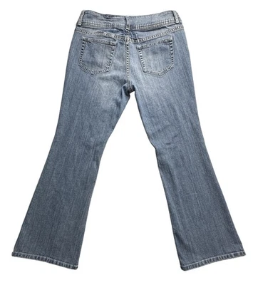 Pantalones de mezclilla London para mujer 10 azules corte bota elásticos tiro medio doble botón cremallera YKK Foto 1 de 4