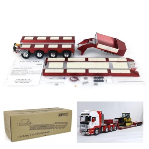 RC Heavy Trailer DG-999 1/14 4 Axles CNC Metal Gooseneck Trailer for Tractor Car - Picture 1 of 12