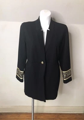 Chaqueta Abrigo Chicos Negro Dorado Bordado Botón Único Talla 3 Foto 1 de 4