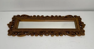Vintage Homco Accent Mirror 1978 Brown Rattan Molded Resin Swirl 21" x 7" - Picture 1 of 8