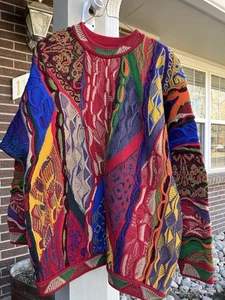 Vintage Coogi Sweater Pure Wool 90s Knit Hip Hop Biggie Cosby Australia L - Picture 1 of 13