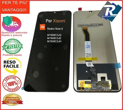 TOUCH SCREEN LCD DISPLAY XIAOMI REDMI NOTE 8 M1908C3JG M1908C3JE M1908C3JH NERO - Immagine 1 di 2