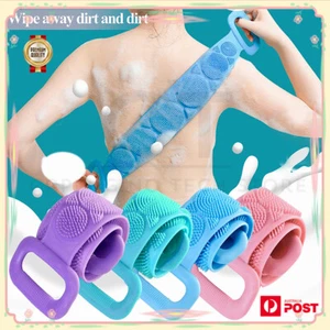 Bath Silicone Brush Exfoliating Back Strap Scrub Shower Body Scrubber Brush Wash - Picture 1 of 9