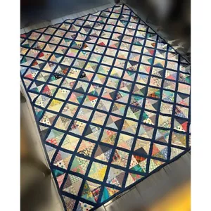 Trapunta American Lattice blu anni 30-40 80" x 98" - Foto 1 di 5