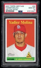 2007 Topps Heritage Yadier Molina PSA 10 St. Louis Cardinals #24 Yellow Name POP
