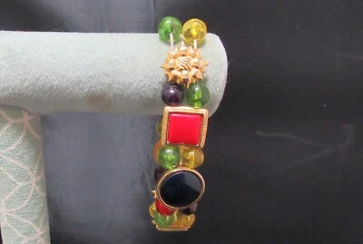 Pulsera Liz Claiborne Cordón Blanco Multicolor Cuentas 3" Diámetro Foto 1 de 3