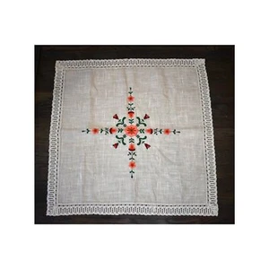 Ubelhor Austrian Linen Tablecloth 30x30 Beige Embroidered Floral - Picture 1 of 8